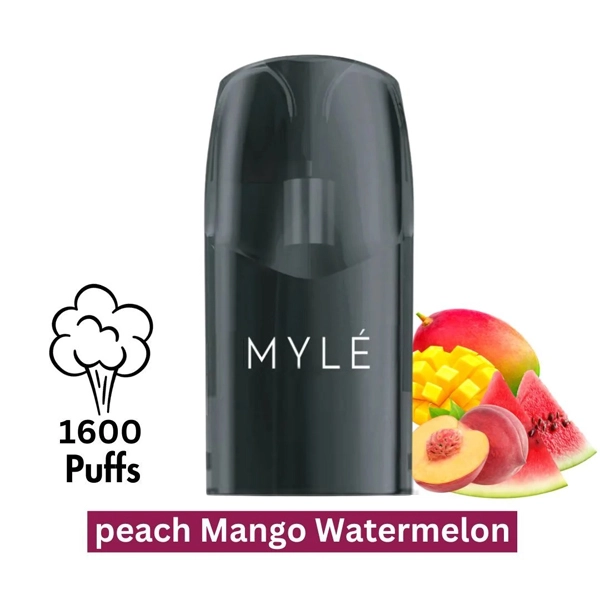 MYLE V5 Peach Mango Watermelon Pods - Dreamy Vape UAE MYLE V5 Peach Mango Watermelon Pods UAE Original Replacement Pods