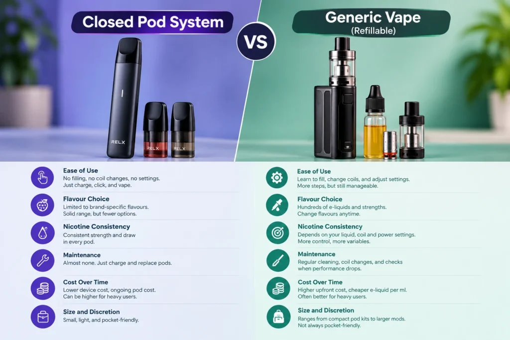 Closed Pod System Compare to a Generic Vape